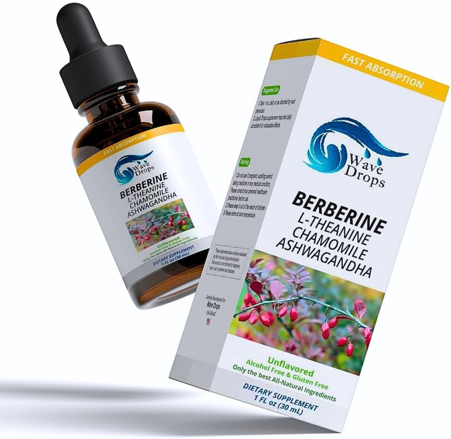 Berberine - L-Theanine - Chamomile - Ashwagandha Líquido gotas Silencio general Bien-Being ← Todos los ingredientes naturales 1 Fl Oz... 1)