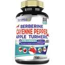 Cayenne Pepper Suplementos Extract Capsules, 180 Capsules &amp; Berberine, Apple, Turmeric Curcumin, Bitter Melon, Ginseng, Milk Thistle ← Apoya la salud del corazón, promueve la función digestiva