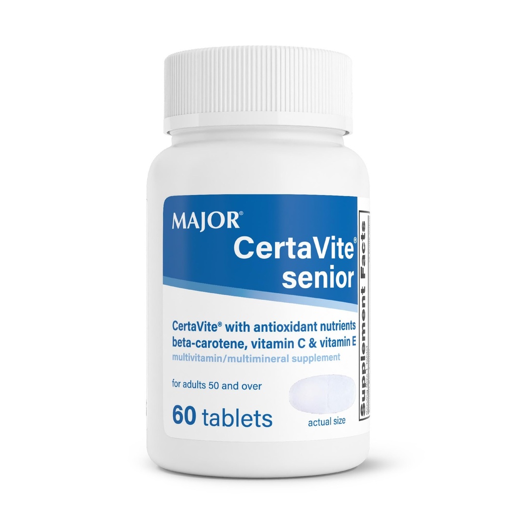 MAJOR CertaVite Senior Multivitamin with Antioxidants – Multivitamin for Women and Men with Beta-Carotene, Iron, Vitamina C &amp; E – Soporta inmunidad, energía y visión – 60 Tablets