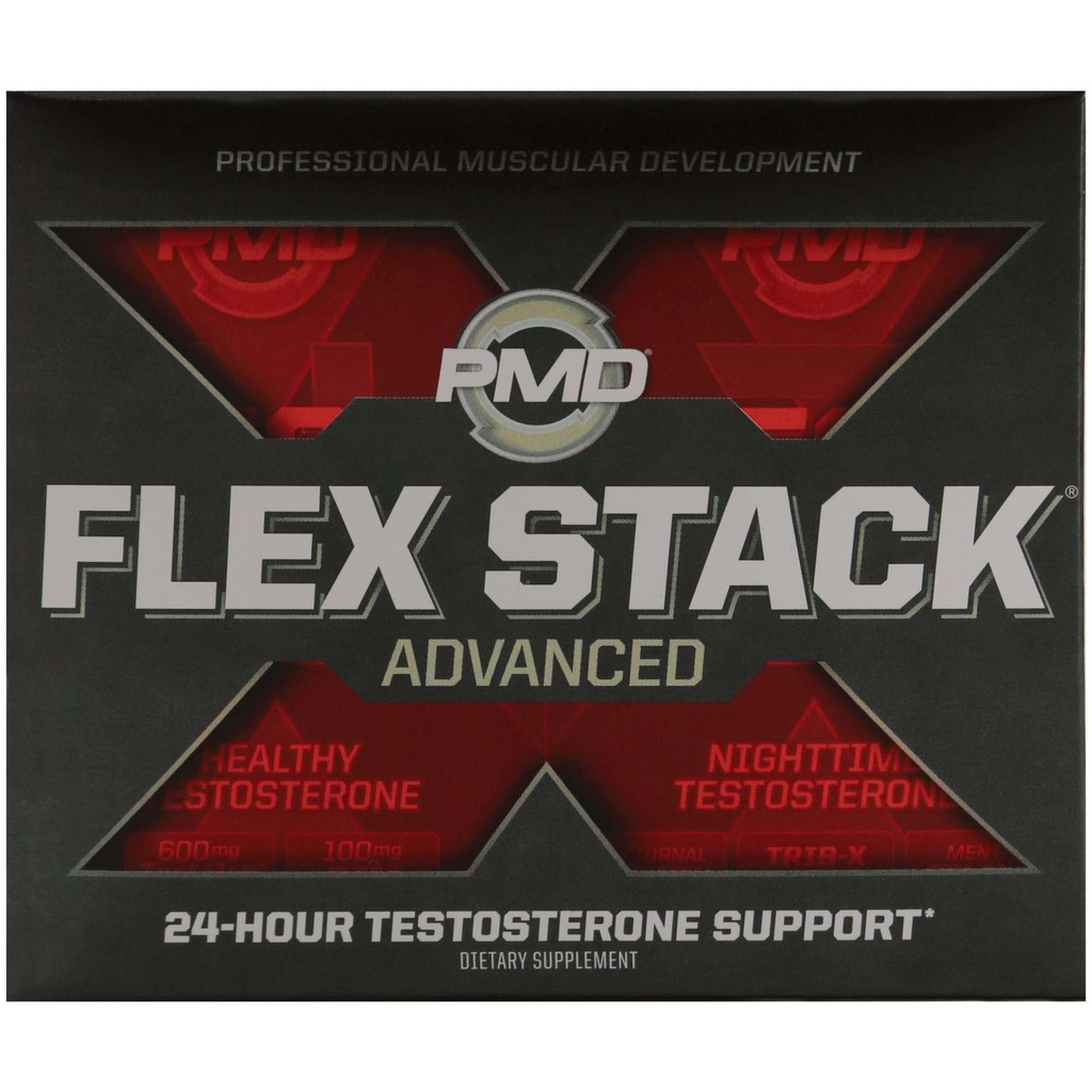 PMD Sports Flex Stack Advanced 24-Hour Testosterone Stack for Lean Muscle Growth, Strength, Recovery, Libido y Restful Sleep - N-Test 600 Advanced / 90 Liquid T-Gels, Z-Test 90 Capsules ...