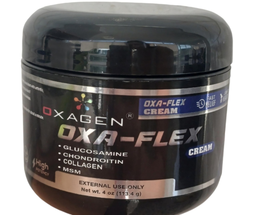 OXA-Flex Crema de Glucosamina " Condroitina con MSM " Collagen  tolera Natural Cream for Hombres " Mujeres que viven Soothe Joint, Bone &amp; Muscle Pains, Mejorar la movilidad, aliviar el malestar " acelerar la curación - 4 Oz