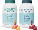 SmartyPants Prenatal and Men's Multivitamin Gummies Bundle: Omega 3 Fish Oil (EPA/DHA), Biotina, Methylfolate, Vitamina D3, C, Vitamina B12, B6, A, K & Zinc for Immune Support (30 Day Supply)