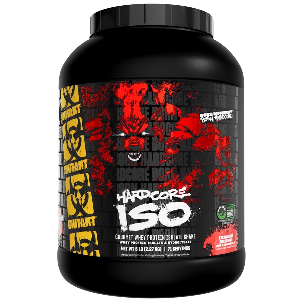 Mutant ISO Surge Whey Protein Isolate Powder Actos rápidos para ayudar a recuperar, construir músculo, a granel y fuerza, 5 lb - Fresa Milkshake