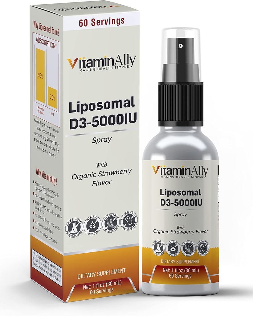 Liposomal Vitamina Líquida D3-5000IU Spray Silencio 2 Mes Fuente Silencio1 fl oz Silencio Non-GMO Silencio Sugar Free Vida Gluten Free Silencio Travel Friendly ← Ayuda Bone Health, Immune System and Healthy Mood