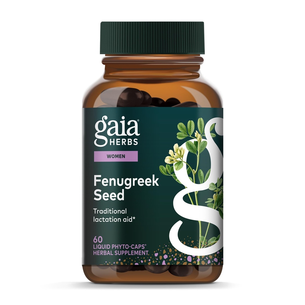 Gaia Herbs Fenugreek Seed - Ayuda a apoyar la lactancia saludable y la producción de leche materna* - Hecho con semillas orgánicas de Fenugreek - 60 Phyto-Capsules líquido vegano (hasta 15 días de suministro)