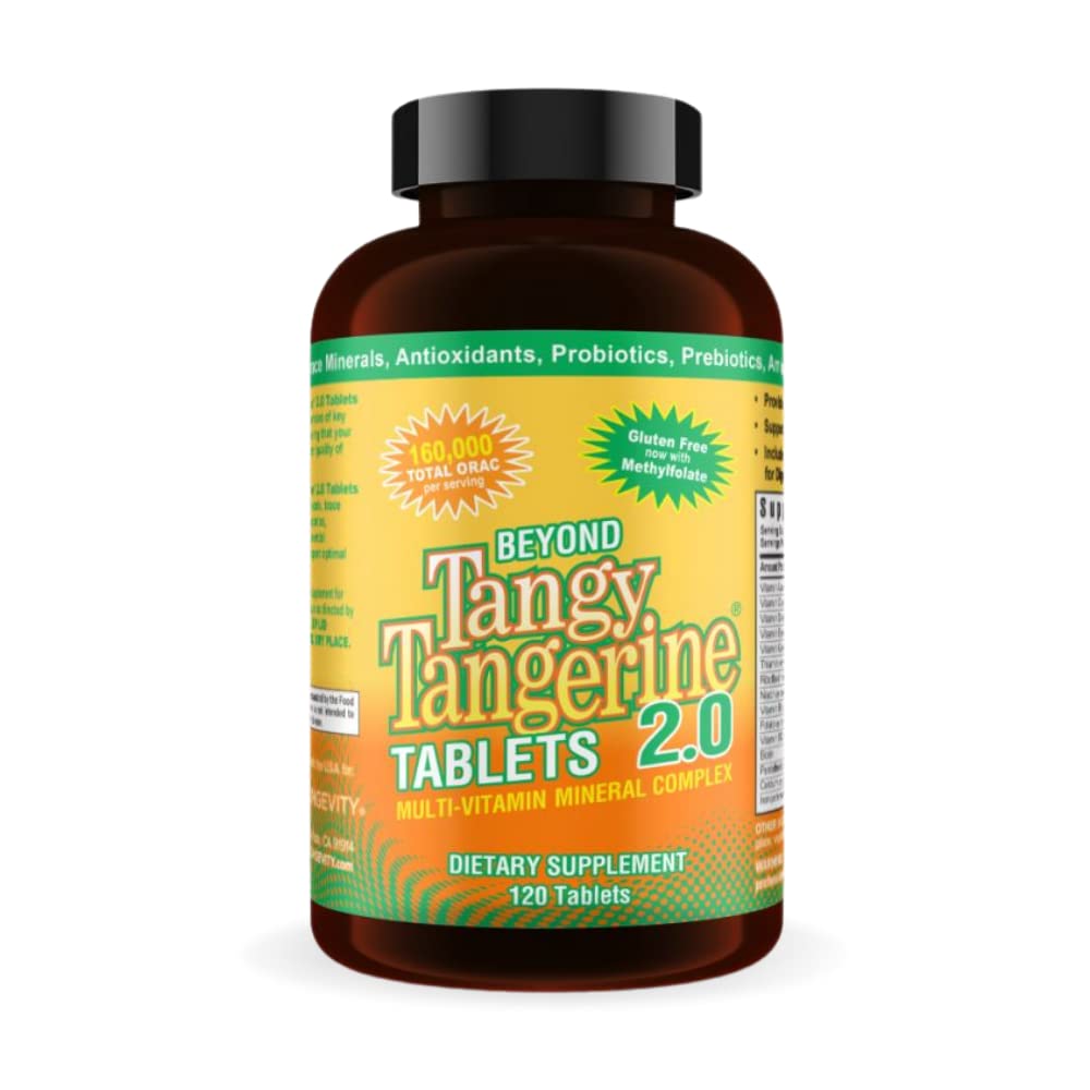 Youngevity Beyond Tangy Tangerine 2.0 Complejo Multi-Vitamin & Mineral - Hecho con alimentos naturales y completos Silencio 160,000 ORAC tención 120 Tablets  1 Bottle