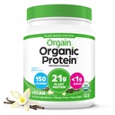 Orgain Orgain Orgain Pólvora de proteínas veganas orgánicas, grano de vainilla - 21g Proteína con base vegetal, fibra prebiótica 4g, sin ingredientes de lactosa, sin azúcar añadido, no transgénico, para sacudidas " smoothies, 1,02 lb (paquete mayo Vary)