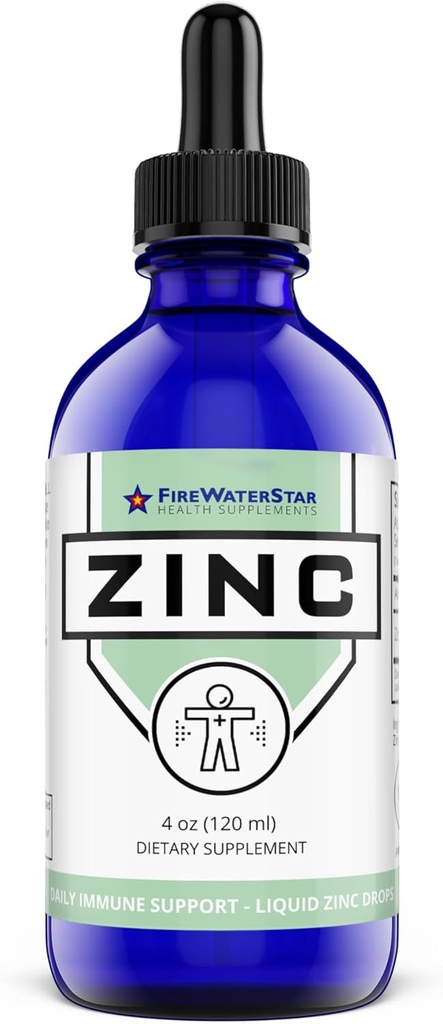 FWS Líquido Zinc Suplemento para Hombre Mujeres Niños, Orgánica No GMO Vegan, Ionic Zinc Sulfate Drops, Immune System Boost Healthy Skin Soporte general Wellness, 60 Day Supply, 4 oz