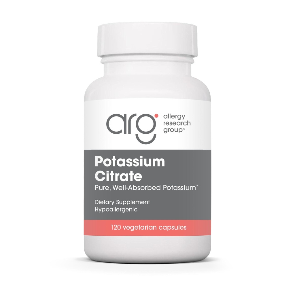 Grupo de Investigación de Alergia Citrato de Potasio - para Hombres &amp; Mujeres, Orgánicas, Puras, Well-Absorbed, Suplemento de 99 mg, Capsules Vegetarianos - 120 Conde