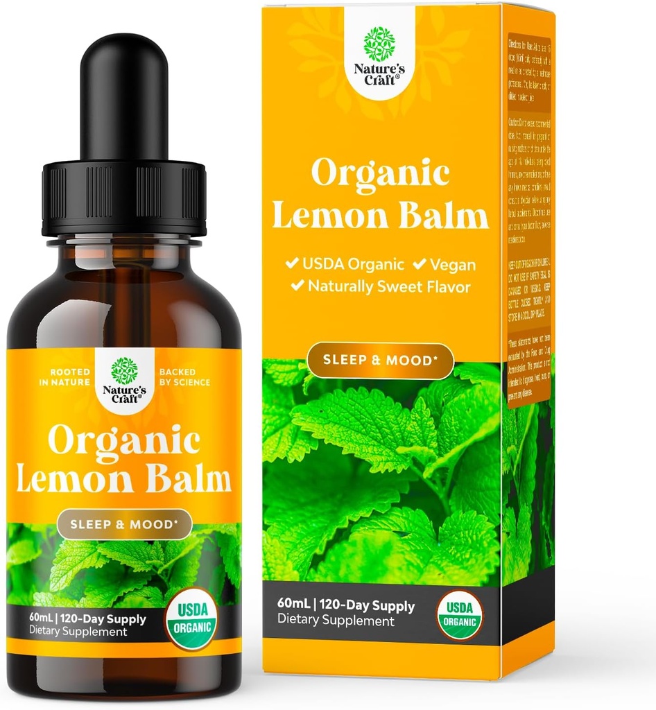 Extracto líquido de hoja de limón orgánico para soporte inmunológico - Tintura de limón para mandioca &amp; apoyo a la relajación - gotas de hoja de Tintura orgánica para adultos &amp; niños Suplemento dietético - 2OZ - 120 Day Supply