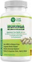 Moringa Capsules, 180 Píldoras de hoja de Oleifera Pura Vegan, 1200 mg por servidumbre, no transgénicos y suplemento libre de gluten, 3 meses de suministro, soporte de sistema inmunitario, metabolismo y booster energético