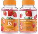 Lifeable Vitamin D 5000 IU + Immune Support, Gummies Bundle - Great Tasting, Vitamin Supplement, Gluten Free, GMO Gratis, Chewable Gummy