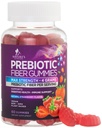 Gummies de fibra para adultos, Suplemento diario 4g de fibra de goma, Prebiótico Gummy Apoyo a la salud digestiva - Mandíbulas de fibra con base vegetal, prebióticos soporta la regularidad y la digestión No GMO - 60 Gummies