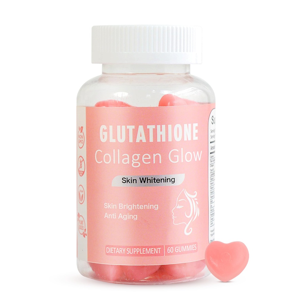 Glow Gummies for Women Skin Care and Health, 60 Cuenta, Watermelon Flavor Collagen Glowing Skin Gummies for Skin Brightening, Organic Chewable Gummies Vitaminas, Vegan, Gluten-Free