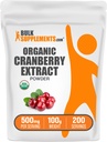 BulkSupplements.com Polvo de Extracto de Arándano Orgánico - Polvo de Sabor de Arándano Orgánico, Fuente de Vaccinium Macrocarpon Fruit - Vegan & Gluten Gratis, 500 mg por Serving, 100g (3.5 oz) (Pack of 1)