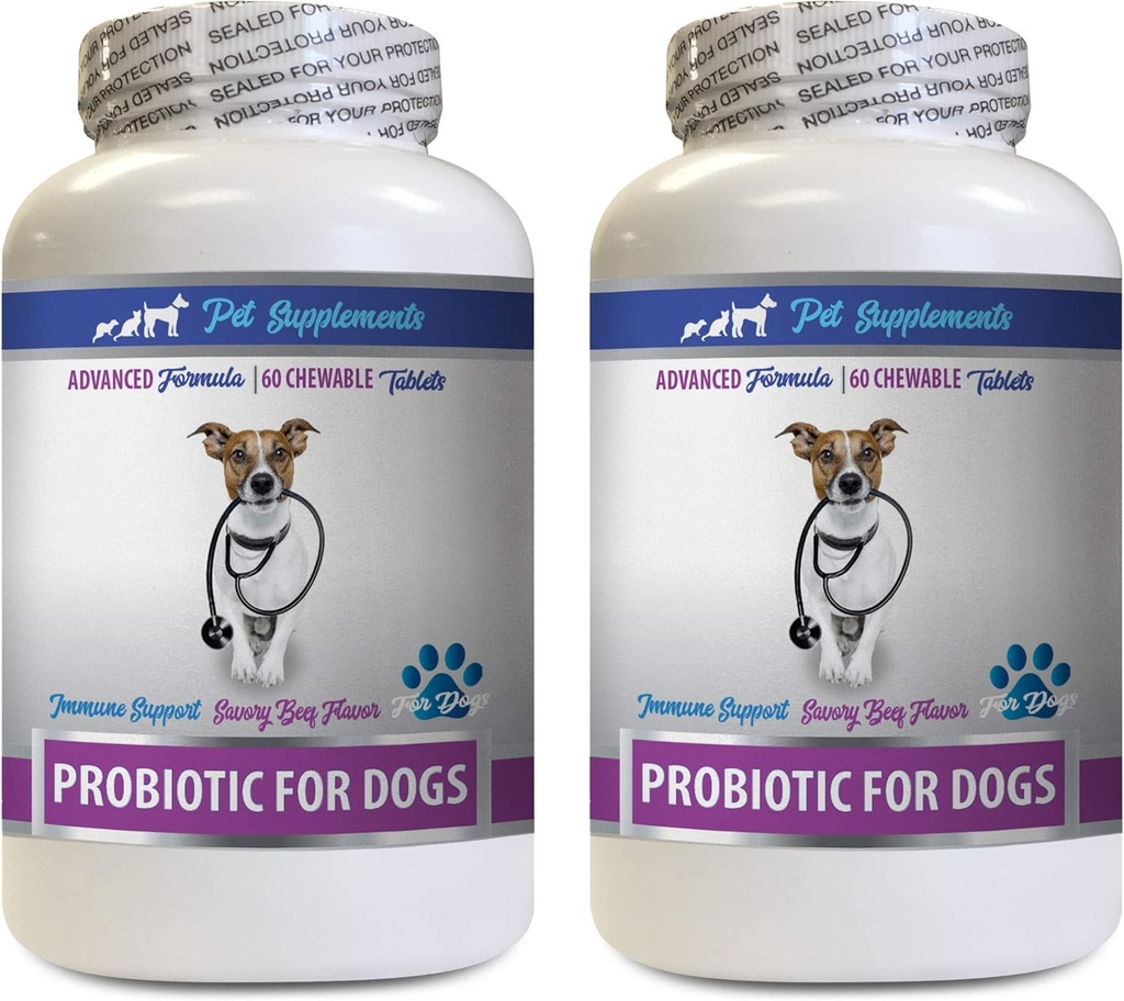 Restauración de la Guta del Perro - PROBIOTICS for Dogs - Gut saludable - Stop Gas Diarrhea and Bad Breath - Digestive Boost - enzimas probióticas del perro - 2 Botellas (120 Treats)