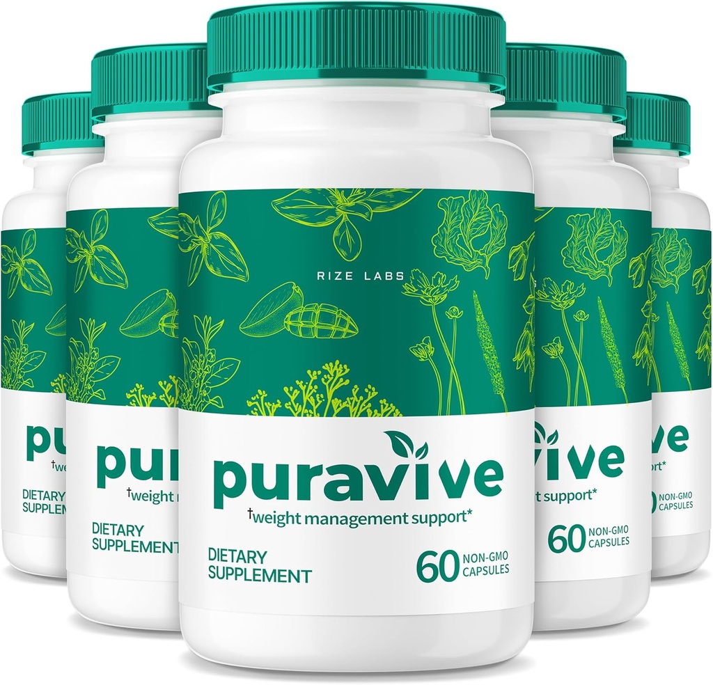 rize labs (Pack of 5 Puravive Weight Health Pills, Exotic Rice Capsules Reviews, Weight Support BAT Levels, Detox & Cleanse, All-Natural Easy to Swallow Formula (300 cápsulas)