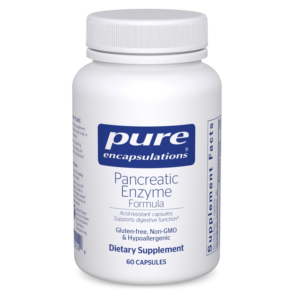 Pure Encapsulations Pancreatic Enzyme Formula - Enzymes Digestivos para la Digestión - Fortalece Gut Health* - Entrega dirigida cápsulas - Gluten Gratis &amp; No GMO - 60 cápsulas