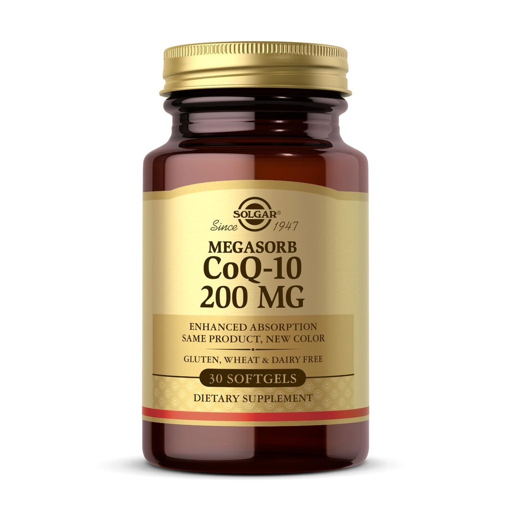 Solgar Megasorb CoQ-10 200 mg - 30 Softgels - Ausorción mejorada - Gluten Free, Dairy Free - 30 Servings