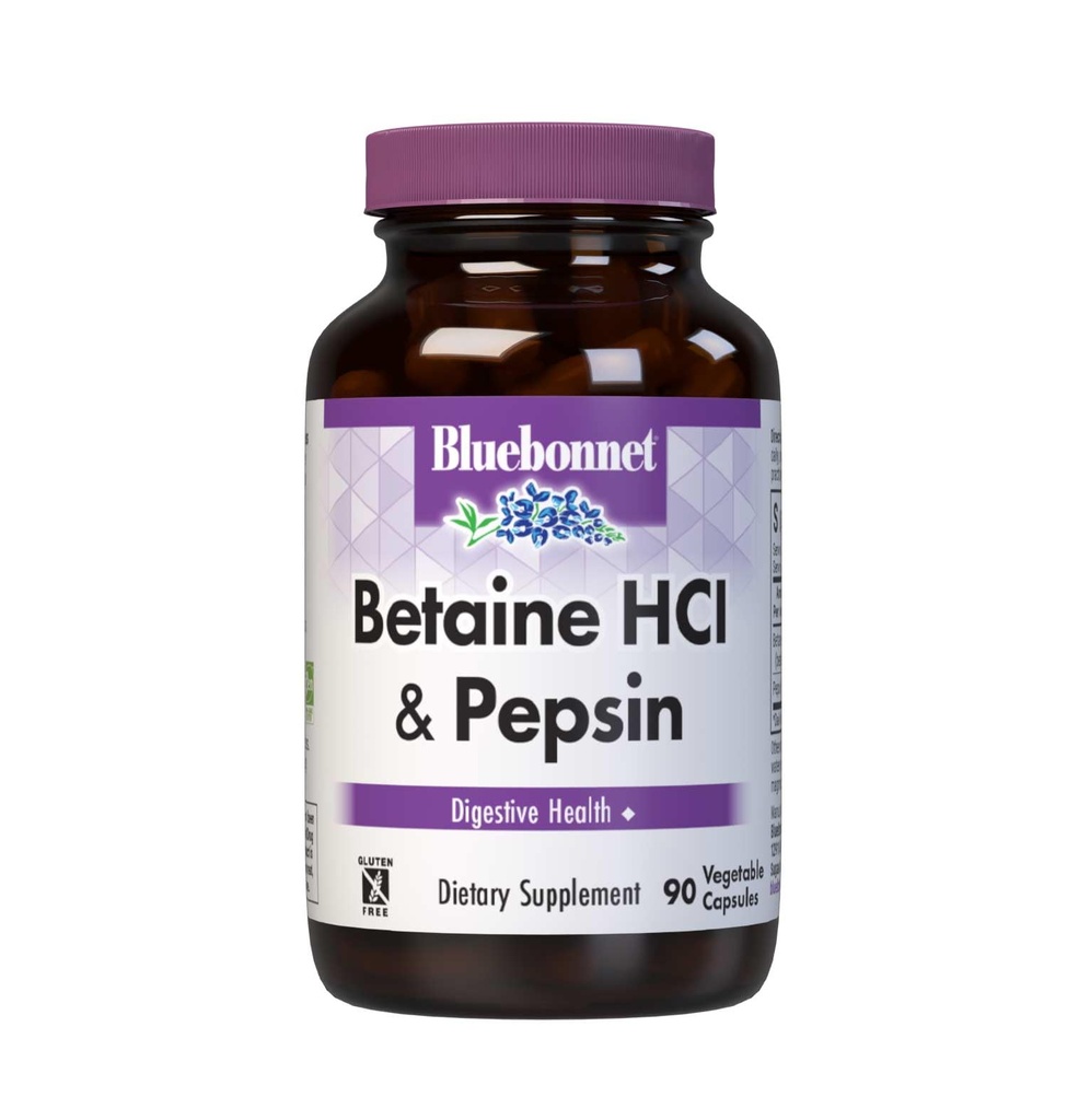 BlueBonnet Betaine HCI Plus Pepsin Vegetarian Capsules, 90 Conde