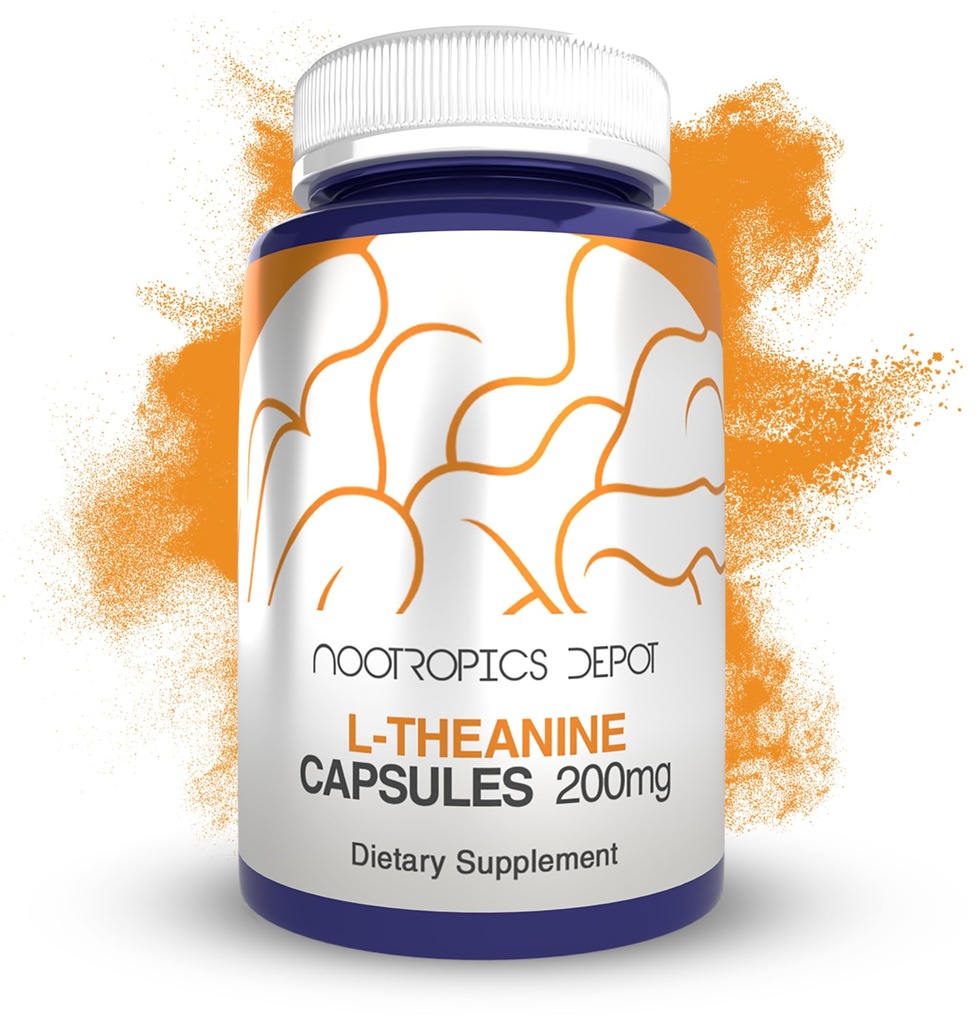 Nootropics Depot L-Theanine Capsules 200mg (90 Conde) ¦ Promueve Relajación Silencioso Apoyos Niveles de estrés saludables + Ciclos de sueño ¦ Promueve Función Cognitiva + Focus ¦ Suplemento Aminoácidos
