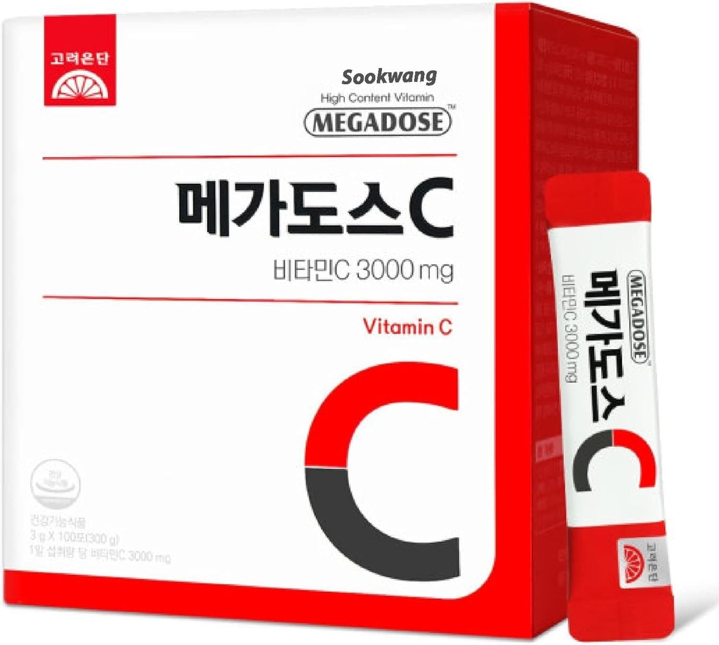 Corea MEGADOSE Vitamina C Powder 3000mg ← Powder Tipo TENIDO 100s TENIDO High Content Vitamin 3g*100 Sticks (Total 300g)