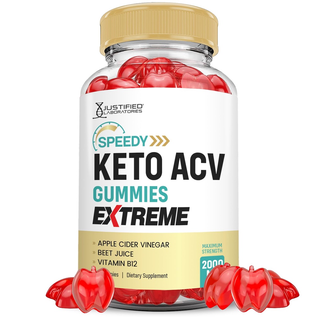 Laboratorios Justificados Speedy Keto ACV Gummies Extreme 2000MG Speedy Keto Gummies Advanced Formula Apple Cider Vinegar con Pomegranate Beet Juice Powder B12 Vegan Non GMO 60 Gummys