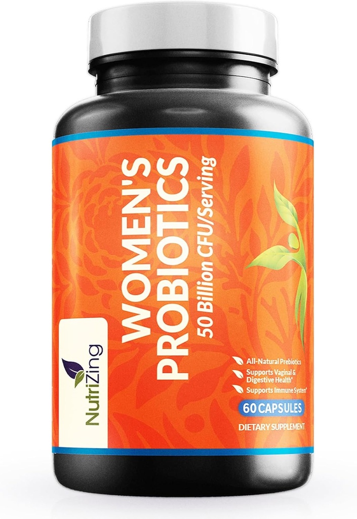 NutriZing Womens Probiotic for Gut Health - 50 Billion CFU - Prebiotics and Probiotics for Women Digestive Health " Balance - Lactobacillus Reuteri " Rhamnosus Supplements - Vaginal Support