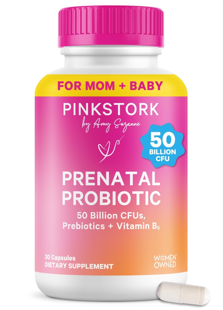 Probióticos prenatales para mujeres - 50 billón de UC, vitamina B6, prebióticos, enfermedad matutina, microbioma de Gut, embarazo Probiótico, apoyo inmunológico, embarazo debe tener - 30 cápsulas