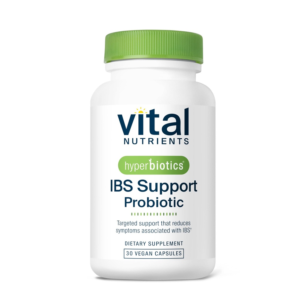 Hiperbióticos Nutrientes Vitales IBS Probiótico Silencio Reducir Síntomas de IBS* Silencio Probiótico Vegano Estudiado Clínicamente para IBS Alivio de Bloating, Gas, Diarrea, Incomodidad Abdominal* tención 30 cápsulas
