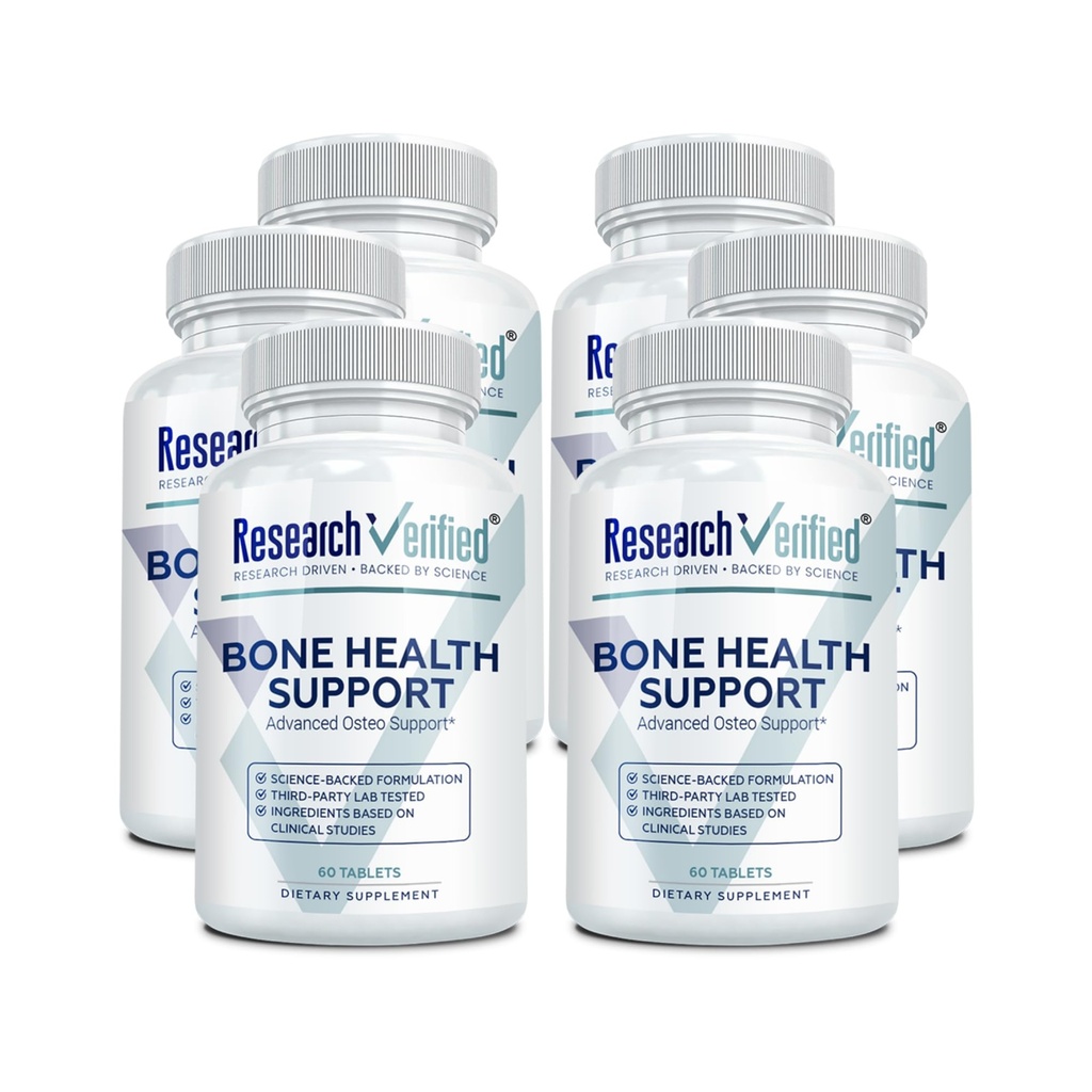 Investigación Bono Verificado Soporte de Salud - Masa de Hueso Rebuild - Complejo de calcio triple, Vitamina D3, Vitamina K2, Isoflavonas de Soya, BioPerine - 360 Tabletas - 6 Mes de Suministro