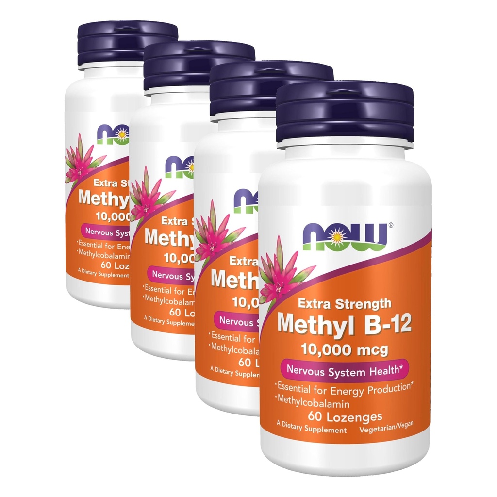 AHORA Suplementos, Metil B-12 (Methylcobalamin) 10,000 mcg, Nervous System Health*, 60 Lozenges (Pack of 4)