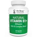 Dr. Berg Natural Vitamina B1 B6 Complejo B12 - Allithiamine Vitamin B1 Suplemento con 8 Complejo de Vitamina B Esencial para Hombres y Mujeres incluyendo Thiamin, Niacin, Folate, Magnesio &amp; Más - 60 cápsulas