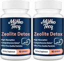2300 MG Zeolite Detox Capsules - Charcoal Activado " Bentonite Clay, Highly Absorbable Full Body, Liver " Gut Cleanse, Zeolite Clinoptilolite(180 cápsulas)