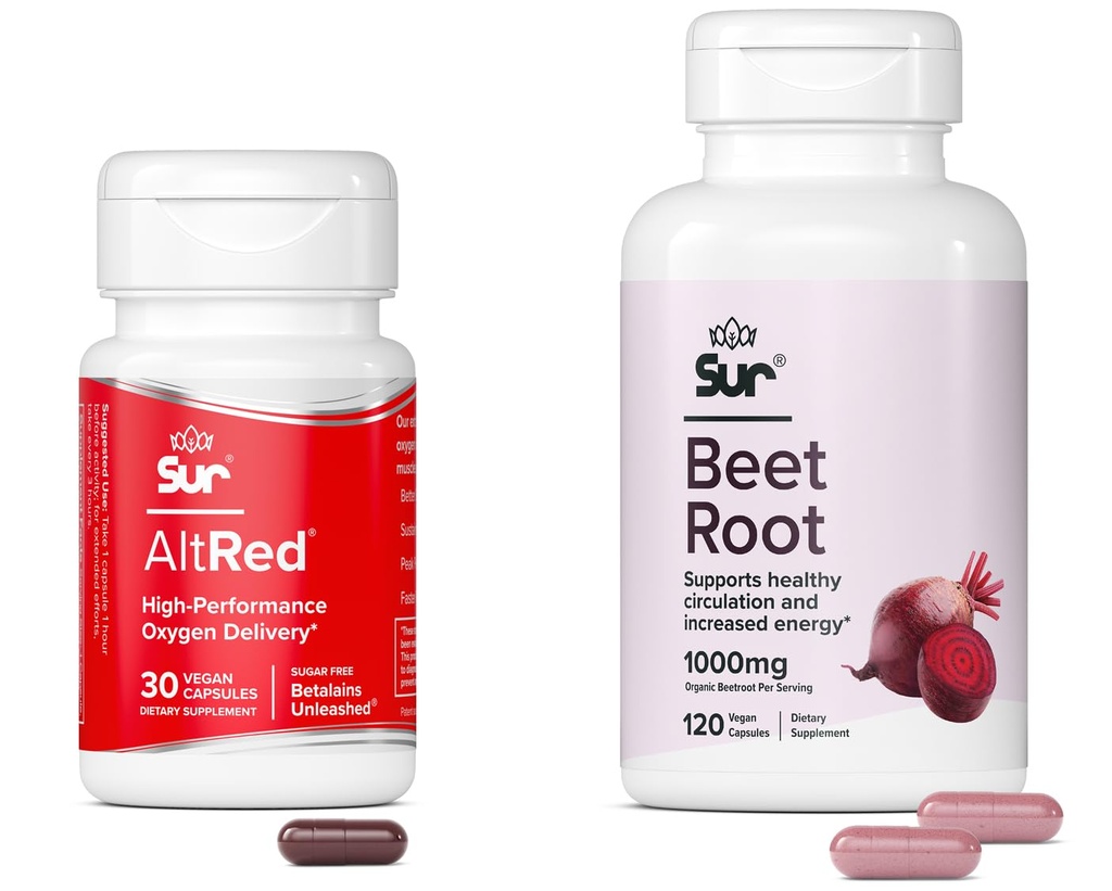 Sur Beet Root Capsules para la recuperación muscular y la nutrición deportiva y Sur Orgánica Beet Capsules Bundle