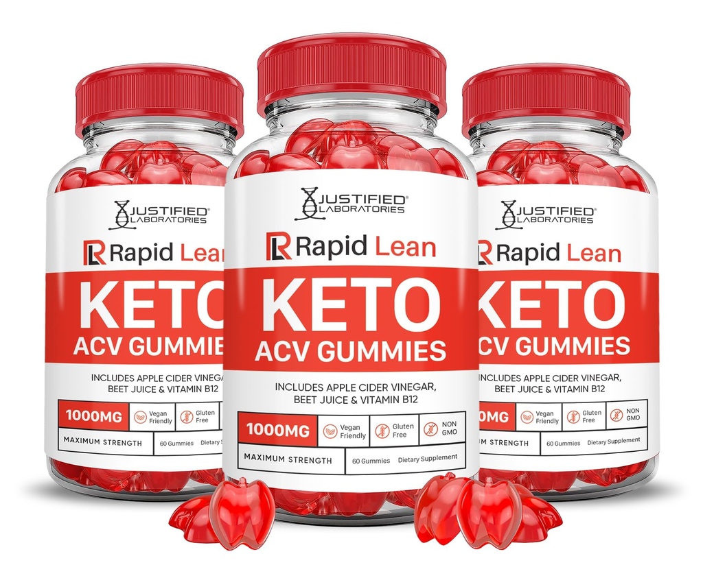 (3 Pack) Rapid Lean Keto ACV Gummies Advanced Formula 1000MG Rapid Lean Keto Gummies Apple Sider Vinegar Formulado con Pomegranate Beet Juice Powder B12 Vegan Non GMO 180 Gummys