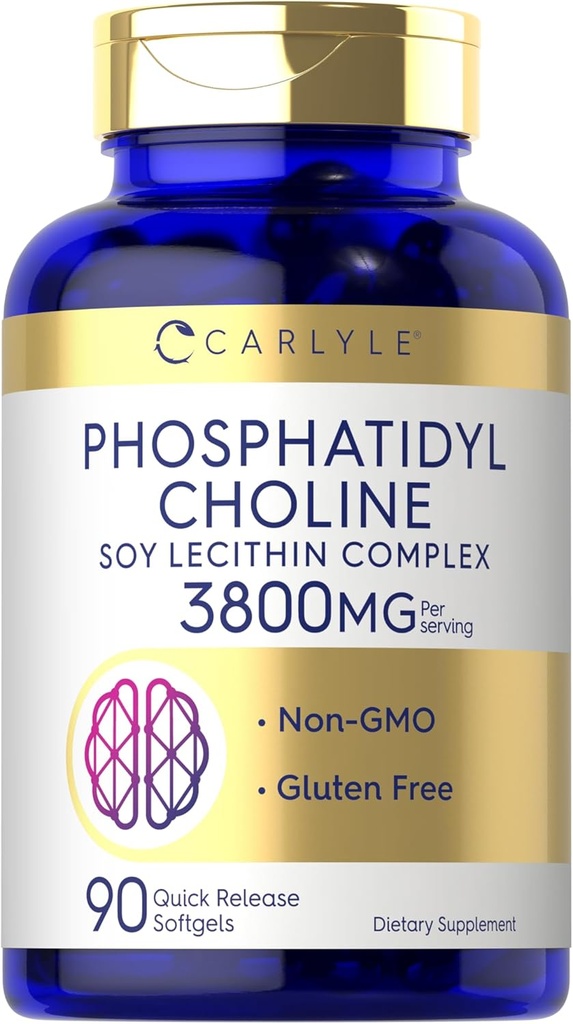 Carlyle Phosphatidyl Choline Supplement TEN 3,800mg TEN 90 Quick Release Softgels TEN Non-Gluten Free