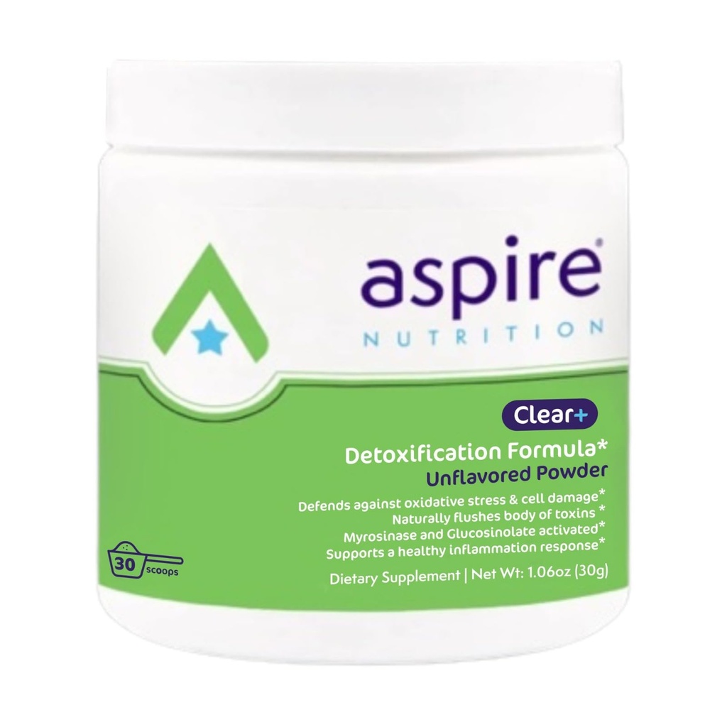 Aspire Nutrición Bio-Clear Detoxificación 30 Días Suministro Suplemento dietético Polvo Desflavorado