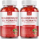 2 Pack Magnesio Glycinate Gummies for Women & Men - Calcium Gummies, Magnesium Supplement Complex with Malate, Potassium - Sugar Free