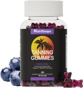 Tanning Gummies, Suplemento de bronceado para adultos Mujer & Hombres, Mantillas diarias para la salud de la piel " Pigmentation, Non-GMO, Vegan, Blueberry Flavor, 60 Gummies