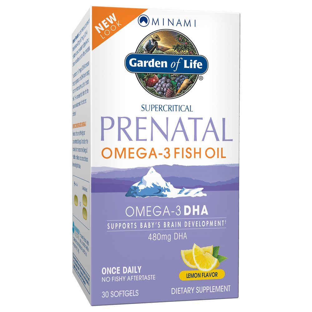Jardín de vida Prenatal DHA Omega 3 Fish Oil Suplemento - Minami Natural Prenatal, Lemon, 30 Softgels