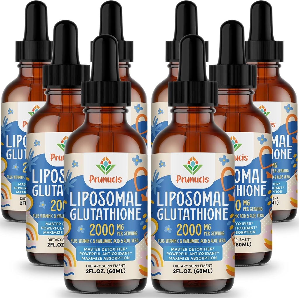 2000MG Liposomal Glutathione Liquid, 98% Absorción, Forma activa L-Glutathione Suplemento, Vegan Friendly, Poderoso Complejo Antioxidante para Sistema Inmune, Defensa del envejecimiento, Detox, 16 FL.OZ
