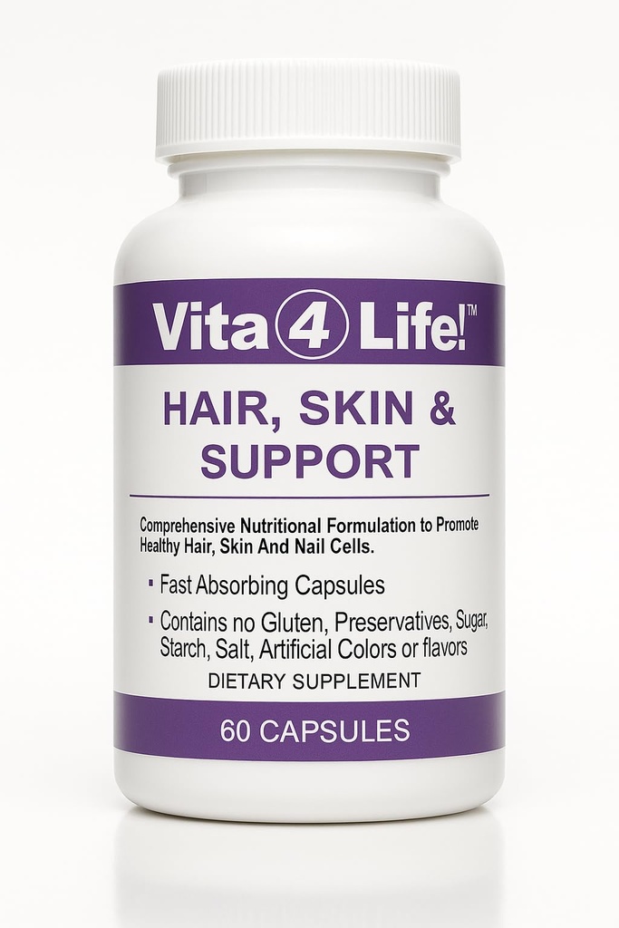 Vita4Life!® Biotin 2000mcg + MSM Hair Growth Vitamins for Women &amp; Men TEN Hair, Skin &amp; Nail Support Supplement with Vitamin A, E, Zinc ← Fast Absorbing Capsules, 60 Conteo, 30-Day Supply