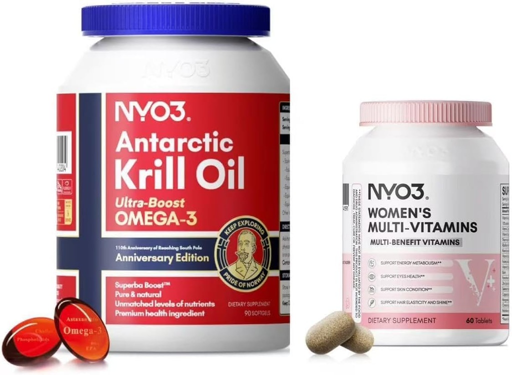 Krill Oil Omega 3 y multivitamina para mujeres, 2 Pack