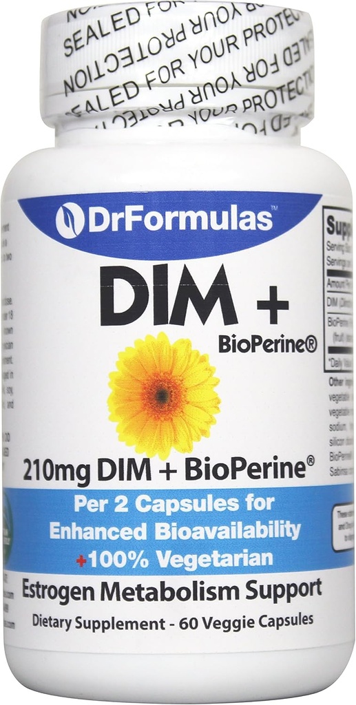 DrFormulas DIM Suplemento para Mujeres y Hombres sometidos Complejo Detox Plus BioPerine Diindolylmetano