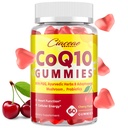 CoQ10 Gummies con PQQ - 400 MG Coenzyme Q10 High Potency, Mejorado con hierbas ayurvédicas, Adaptogenic Mushroom Blend &amp; Probiotics for Heart, Brain, Energy, Immunity, Cherry Flavor, 60 Gummies Vegan