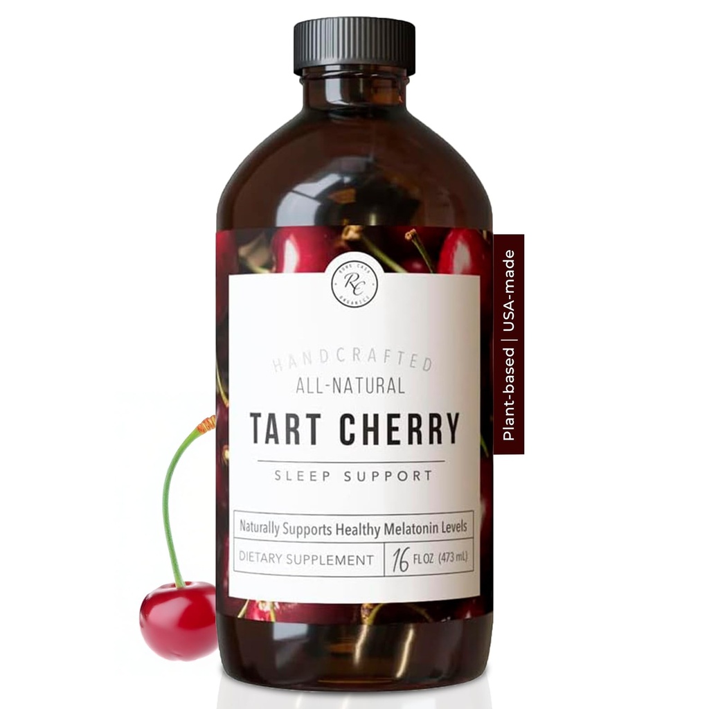 Rowe Casa Organics Tart Cherry Apoyo al sueño orgánico con Valerian Root, apoya el reglamento del ciclo del sueño y la recuperación del músculo (16 Fl Ounces)