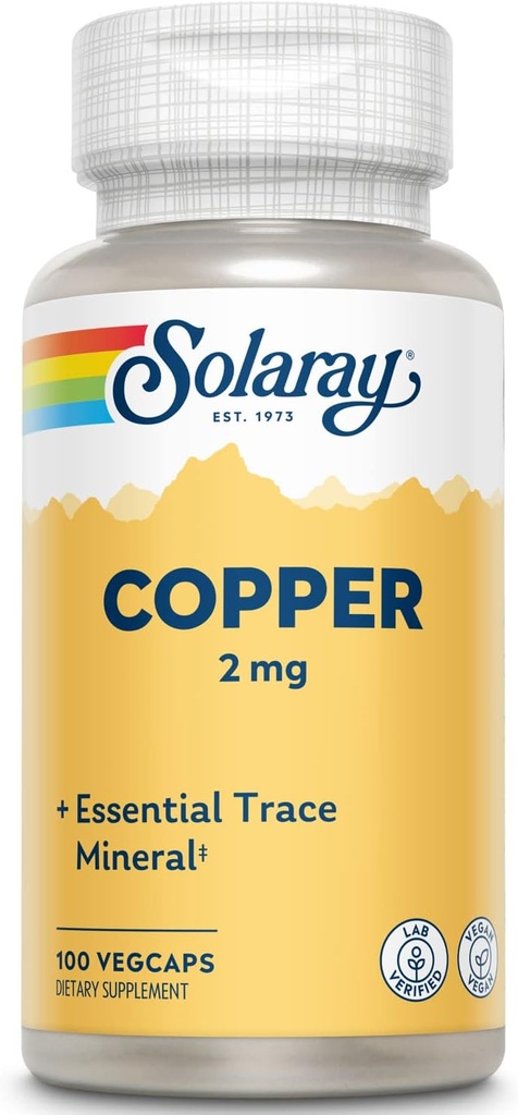 Solaray Copper 2 mg ← Formación sana de células rojas de sangre, Immune y Nerve Función Soporte ← No GMO ← 100ct