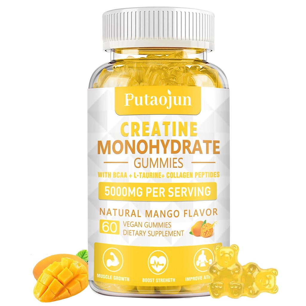 Monohidrato de creatina con vitaminas D3 &amp; B12 Ø Collagen Hidrolizado Libre de Azúcar &amp; Gummies de Creatina