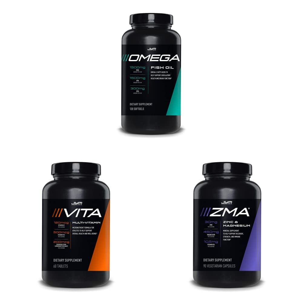 JYM Suplemento Ciencia Omega JYM Fish Oil + Vita JYM Sports Multivitamin &amp; Mineral Support ZMA